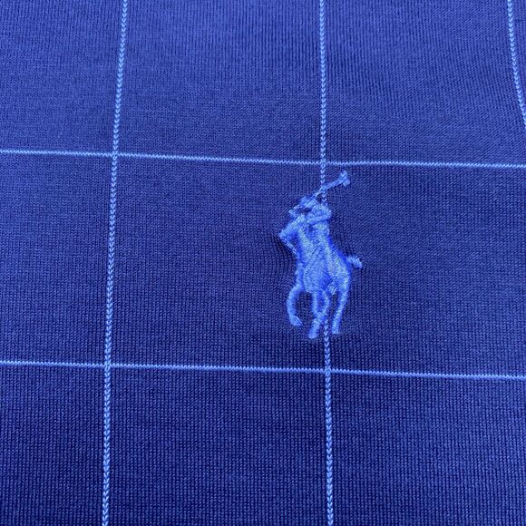 POLO GOLF Ralph Lauren Shirt Windowpane Short Sleeve Cotton Mens M Navy Blue - Picture 9 of 12